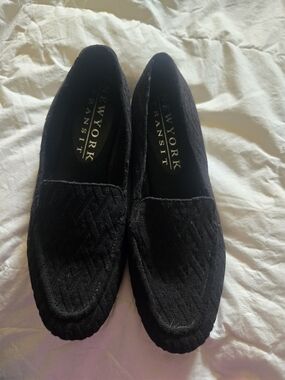 New York Transit Black Quilted Slip-On Loafers